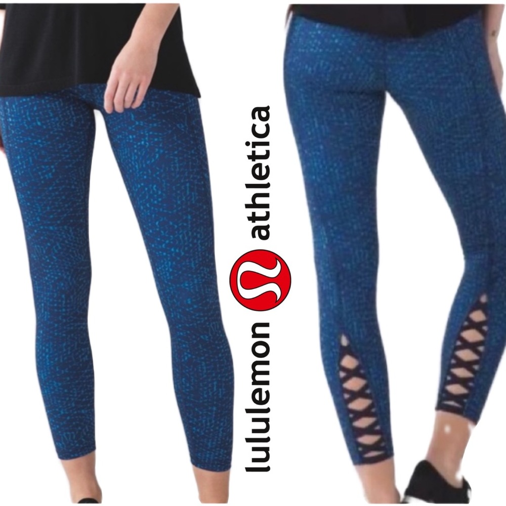 4.  Lululemon Pure Practice Pant Samba Snake Kayak Blue Hero Blue  Sz 8